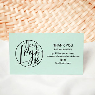 Moderne, aquamarine minimalistische Logo-Bestellun Visitenkarte