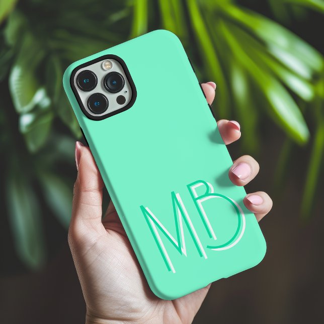 Moderne Aquamarine Monogram-Initialen zeitgemäß Case-Mate iPhone Hülle (Von Creator hochgeladen)