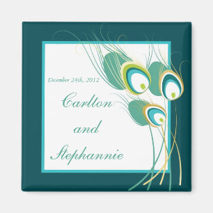 Moderne, Aquamarine Pfauenhochzeit Magnet