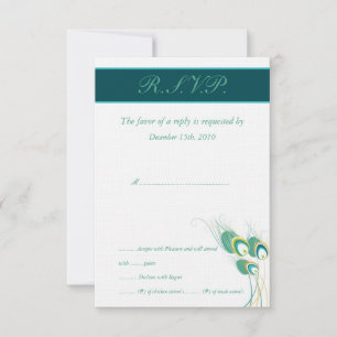 Moderne Aquamarine Pfauenhochzeitkarten Einladung