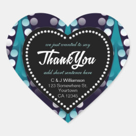 Moderne Aquamarine Punkte Herzlichen Dank Herz-Aufkleber