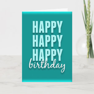 Moderne Aquamarine Satin Happy Birthday Card Karte