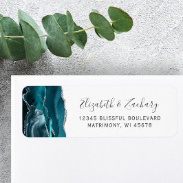 Moderne Aquamarine Silver Agate Wedding Rücksendea