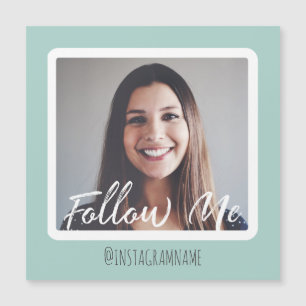 Moderne Aquamarine Social Media Folgen Sie mir Fot Magnetkarte