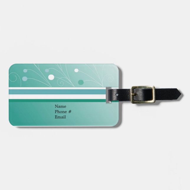 Moderne Aquamarine Streifen Gepäckanhänger (Vorderseite horizontal)
