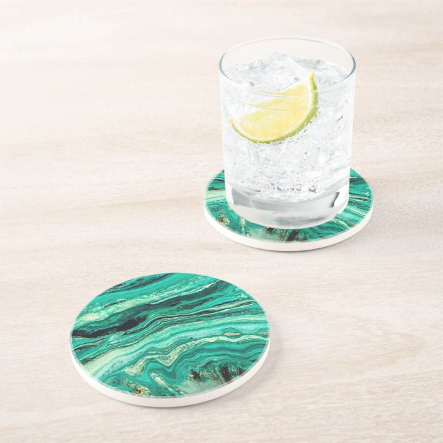 Moderne Aquamarine türkisfarbene Gold Imitate Schw Getränkeuntersetzer (Seite)