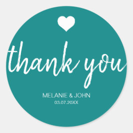 Moderne Aquamarine Typografie Minimale Hochzeit Runder Aufkleber