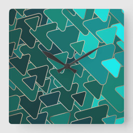 Moderne Aquamarine und geometrische Dreieckswand-U Quadratische Wanduhr