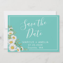 Moderne Aquamarine und weiße Milchprodukte Save The Date