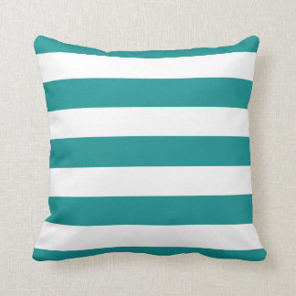 Moderne Aquamarine und weiße Streifen Kissen