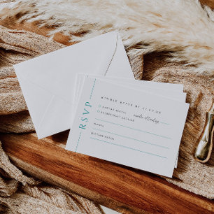 Moderne Aquamarine White Wedding Einladungs-UAWG-K RSVP Karte