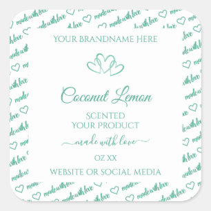 Moderne Aquamarine White Word Cloud Product Labels Quadratischer Aufkleber