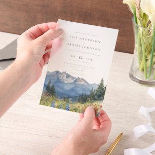 Moderne Aquarell-Berg-Wildblumen-Hochzeit