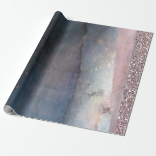 Moderne Aquarell Blau- und Roségold-Rosa-Party Geschenkpapier