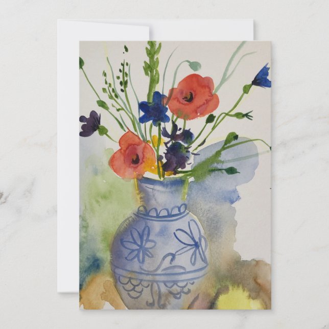 Moderne Aquarell-Blume Feiertagskarte (Vorderseite)