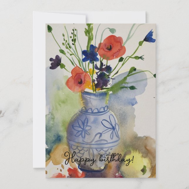 Moderne Aquarell-Blume Feiertagskarte (Vorderseite)