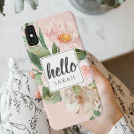 Moderne Aquarell-Blume & Hallo & Name Case-Mate iPhone Hülle<br><div class="desc">Moderne Aquarell-Blume & Hallo & Name</div>