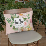 Moderne Aquarell-Blume & Hallo & Name Dekokissen<br><div class="desc">Moderne Aquarell-Blume & Hallo & Name</div>