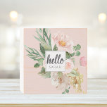Moderne Aquarell-Blume & Hallo & Name Holzkisten Schild<br><div class="desc">Moderne Aquarell-Blume & Hallo & Name</div>