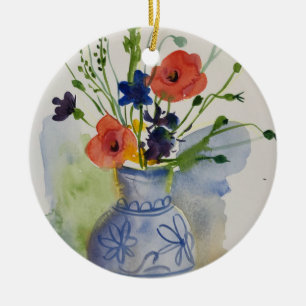 Moderne Aquarell-Blume Keramik Ornament