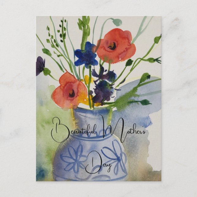 Moderne Aquarell-Blume Postkarte (Vorderseite)