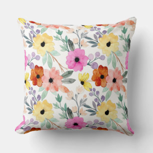 Moderne Aquarell-Blumen Botanische Blumen Kissen