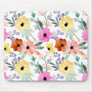 Moderne Aquarell-Blumen Botanische Blumen Mousepad