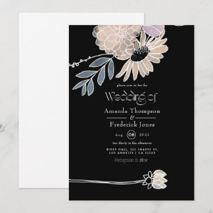 Moderne Aquarell-Blumen-Hochzeit Einladung