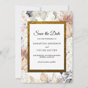 Moderne Aquarell-Blumen-Orchidee Goldrahmen Save The Date