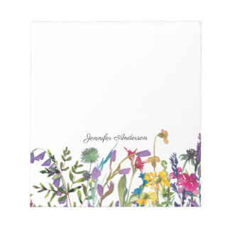 Moderne Aquarell-Blumen Wildblumen Personalisieren Notizblock