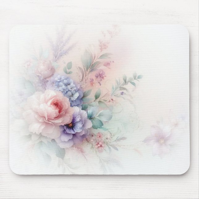 Moderne Aquarell-Blumenmalerei Trendy Mousepad (Vorne)