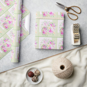 Moderne Aquarell-Boho-Lila-Blumen Elegant Geschenkpapier