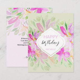 Moderne Aquarell-Boho-Lila-Blumen Karte