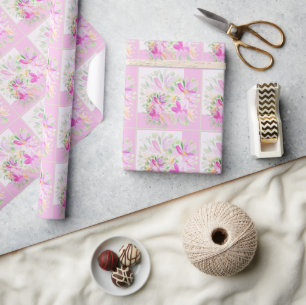 Moderne Aquarell-Boho-Violette Florale Eleganz Geschenkpapier