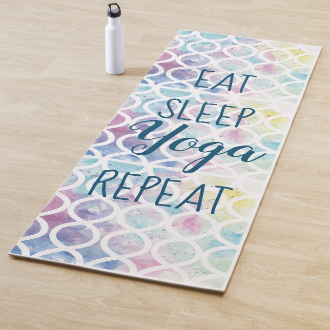 Moderne Aquarell essen Schlaf Yoga wiederholen Yogamatte (Beispiel)
