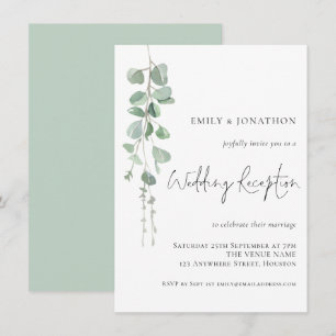 Moderne Aquarell-Eukalyptus-Hochzeitsempfang Einladung