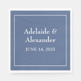 Moderne Aquarell-Hochzeit Blau Strand Küste Serviette