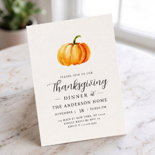 Moderne Aquarell-Kürbis Thanksgiving-Dinner Postkarte