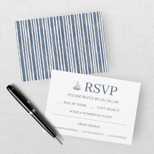 Moderne Aquarell-Küstenlandschaft Hochzeit RSVP Karte
