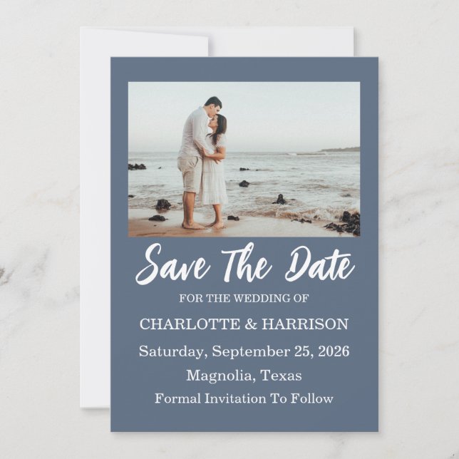 Moderne Aquarell-Küstenlandschaft Hochzeit Save The Date (Vorderseite)