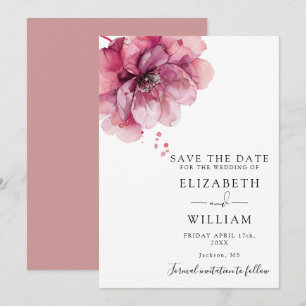 Moderne Aquarell-Malerei in Staubrose - Florale Ho Save The Date