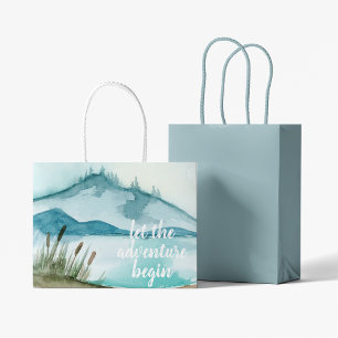 Moderne Aquarell-Natur Lasst das Abenteuer beginne Große Geschenktüte