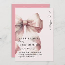 Moderne Aquarell Pink Bow Kinderdusche Einladung