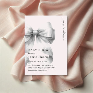 Moderne Aquarell Pink Bow Kinderdusche Einladung