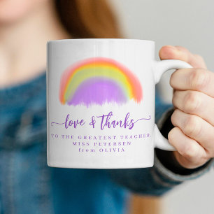 Moderne Aquarell-Regenbogen-Lehrer Danke Kaffeetasse