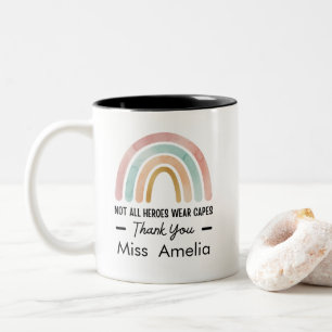 Moderne Aquarell-Regenbogen-Lehrergeschenk zum Dan Zweifarbige Tasse