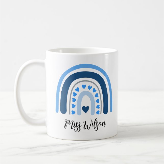 Moderne Aquarell-Regenbogen-Lehrkraft  Kaffeetasse (Links)