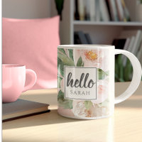 Moderne Aquarell-Rosa-Blumen & Hallo & Name