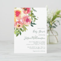 Moderne Aquarell Rosa Blumendusche
