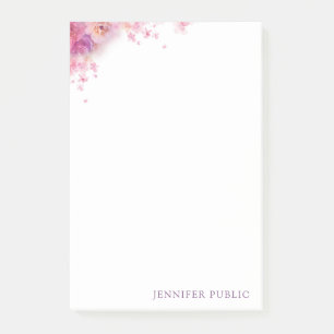 Moderne Aquarell-Rose Blume Elegante Vorlage Post-it Klebezettel